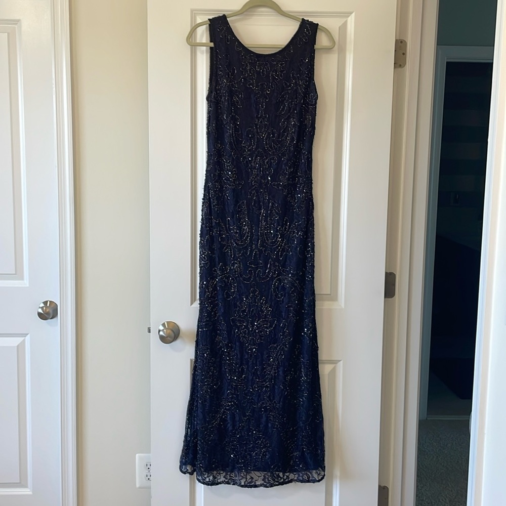 Long beaded plum/navy dress